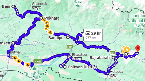 route map central nepal