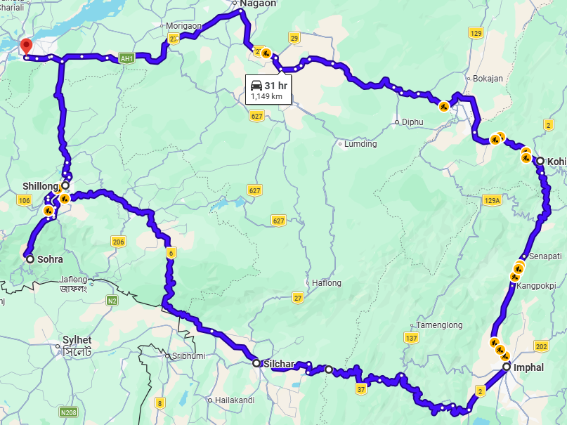 route map hornbill festival